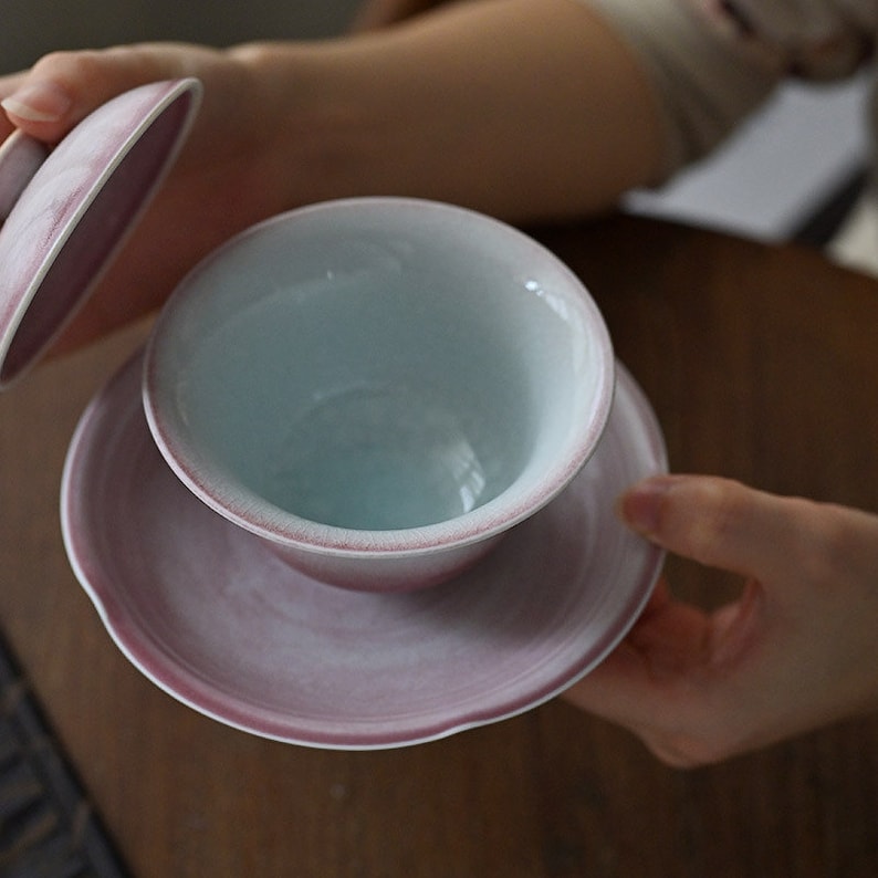 Jingdezhen Pink Ice Crackle Glaze Gaiwan 160ml/5.4oz