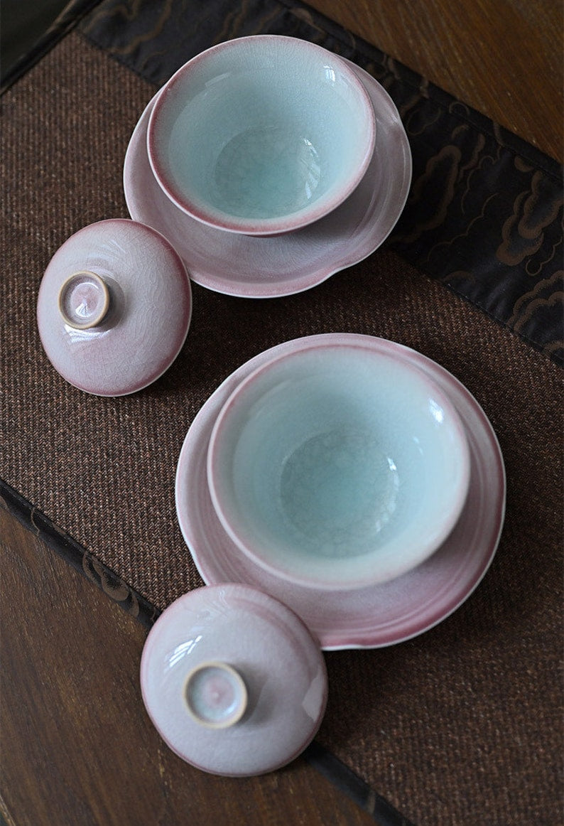 Jingdezhen Pink Ice Crackle Glaze Gaiwan 160ml/5.4oz