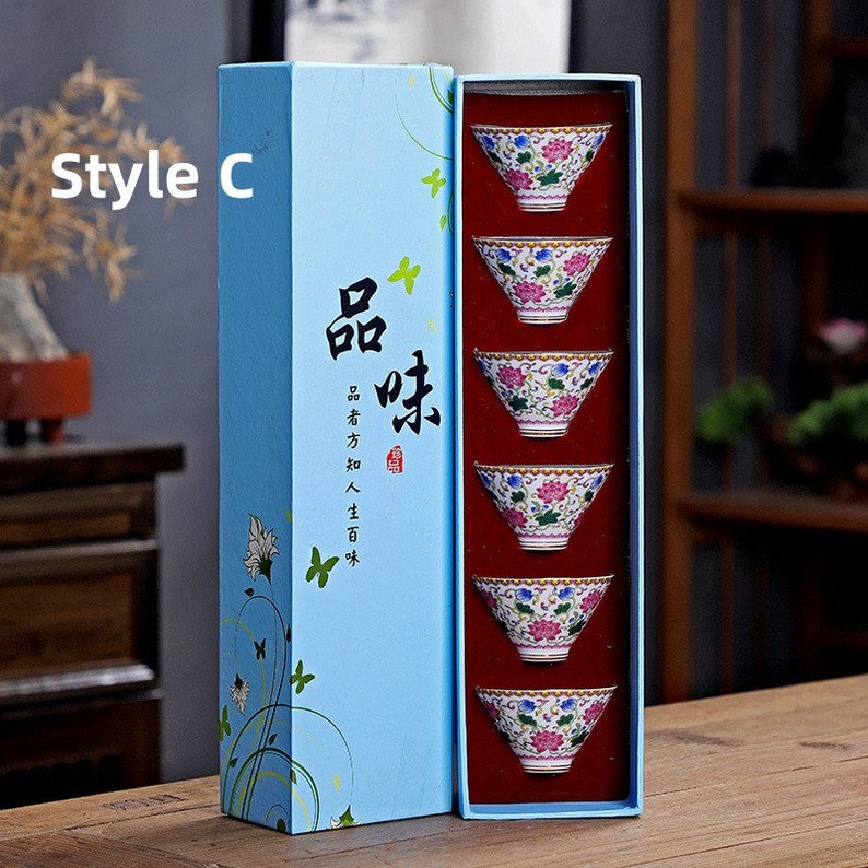 Enamel-Decorated High-End Ceramic Tea Cup Set 55ml