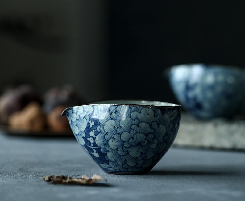 Hand-painted Blue and White Floral Gong Dao Bei (Fairness Cup)