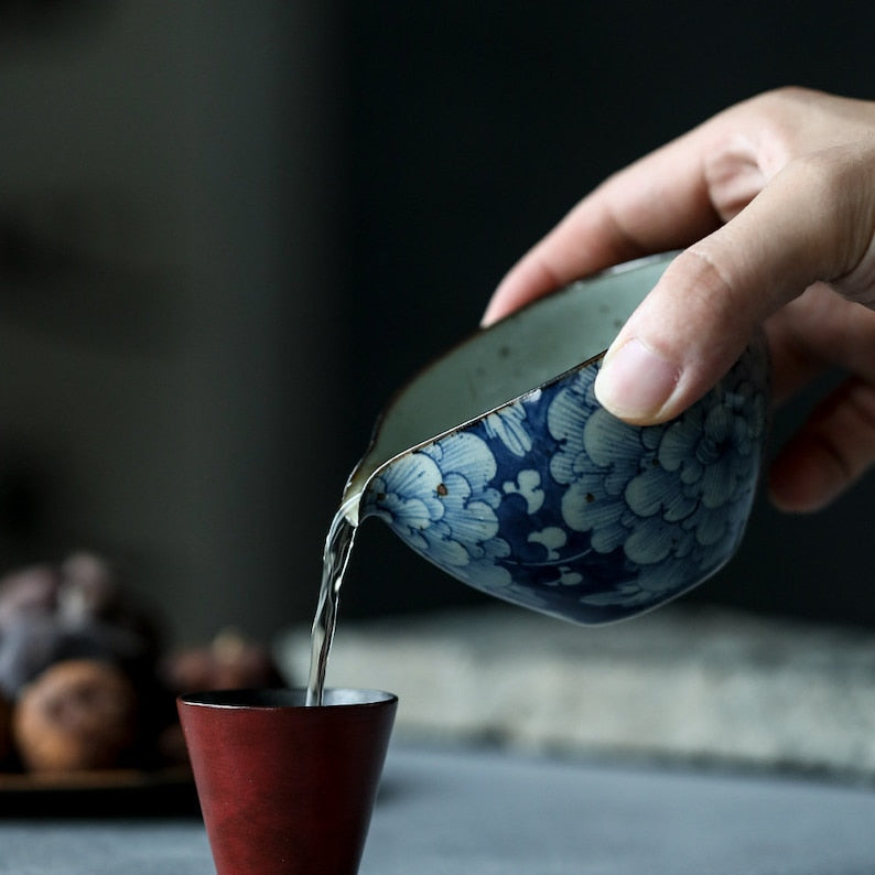 Hand-painted Blue and White Floral Gong Dao Bei (Fairness Cup)