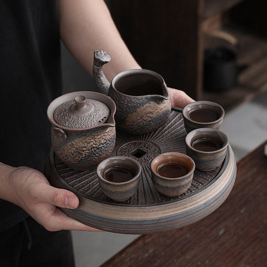 Old Clay Hand-grab Kung Fu Teapot Set