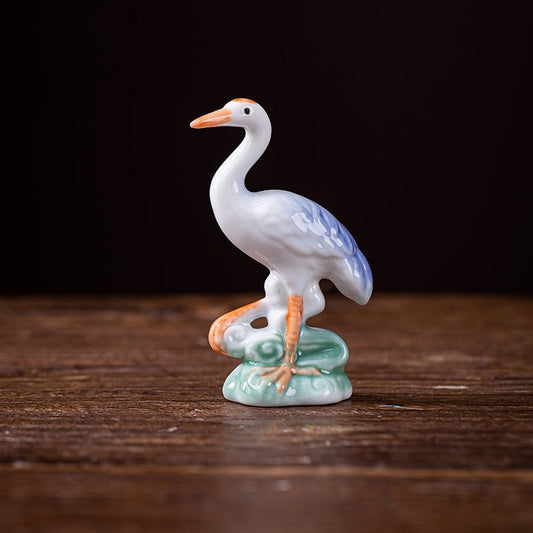 White Crane Ceramic Tea Pet Tea Table Decoration