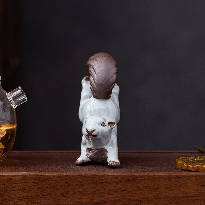 Small Squirrel Ceramic Tea Pet