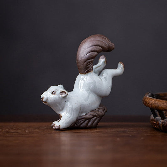 Small Squirrel Ceramic Tea Pet