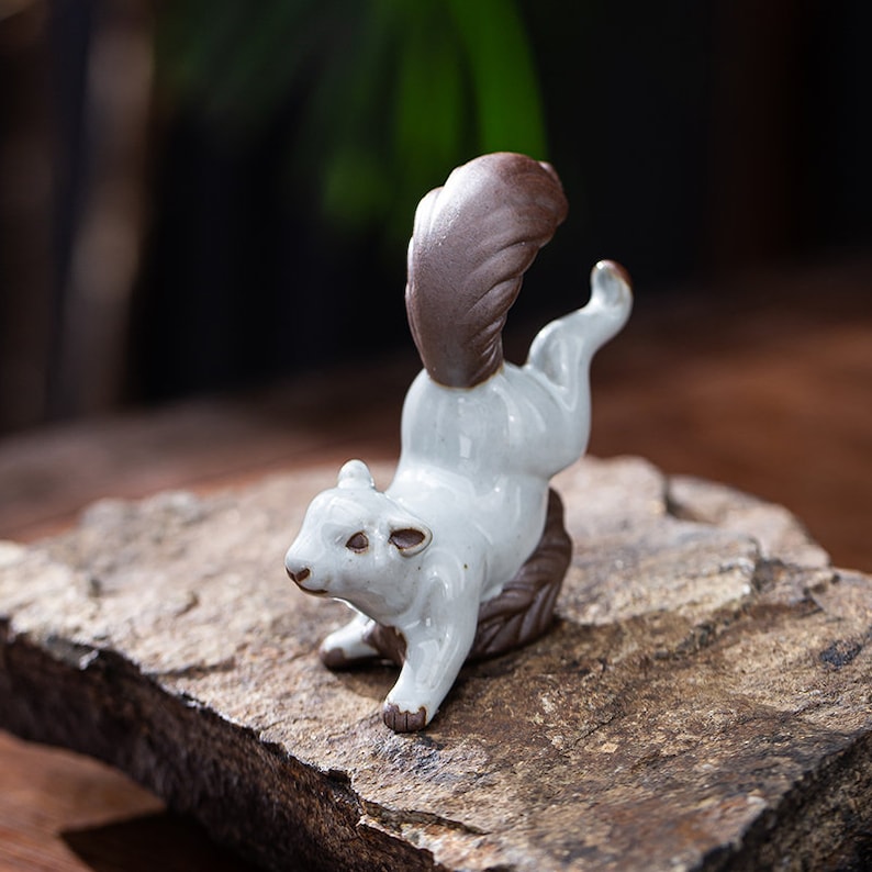 Small Squirrel Ceramic Tea Pet