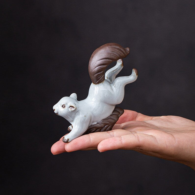 Small Squirrel Ceramic Tea Pet