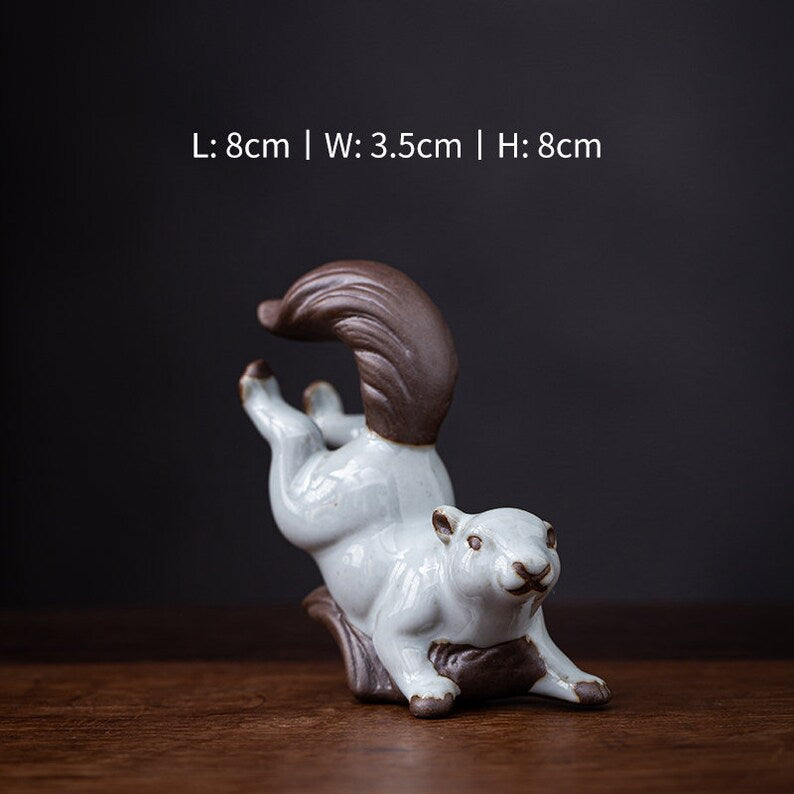 Small Squirrel Ceramic Tea Pet