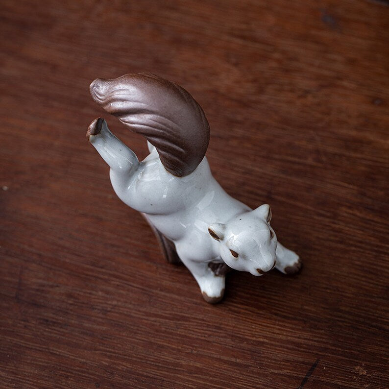 Small Squirrel Ceramic Tea Pet