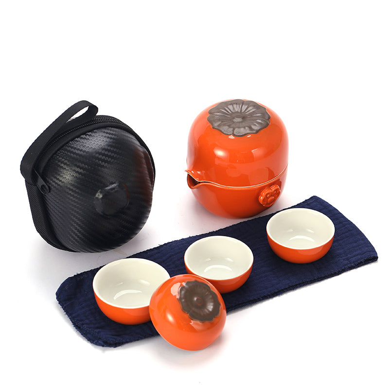 Persimmon CeramicTravel Tea Set with Pig Lid 180ml